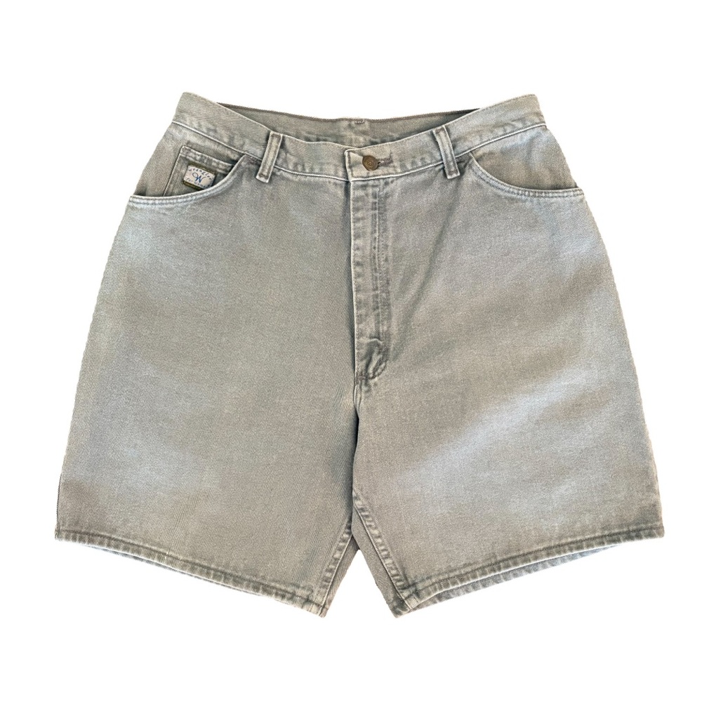 Vintage Wrangler mom denim jean shorts green grey size 16